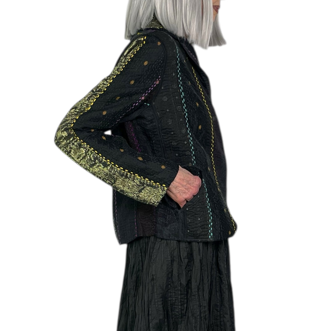 JEWEL WOVEN CROPPED BASIC JACKET