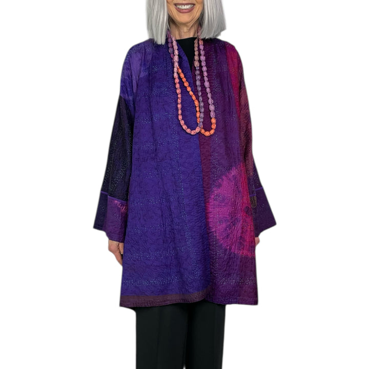 TIE-DYE CIRCLE SHIBORI KIMONO LONG JACKET