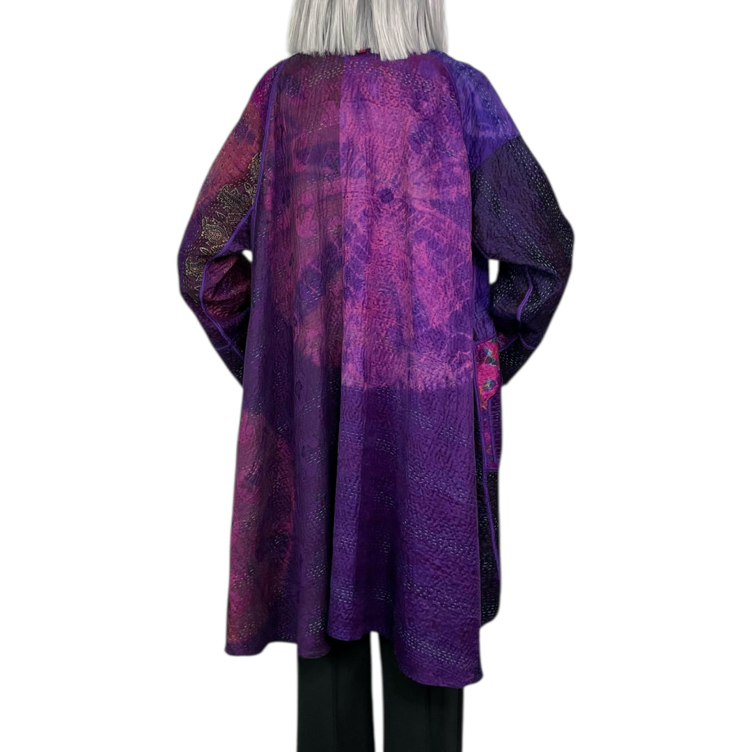 TIE-DYE CIRCLE SHIBORI KIMONO LONG JACKET