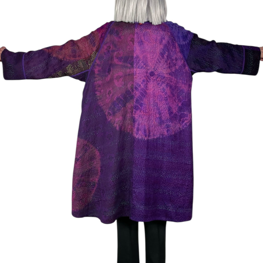 TIE-DYE CIRCLE SHIBORI KIMONO LONG JACKET