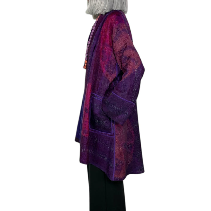 TIE-DYE CIRCLE SHIBORI KIMONO LONG JACKET