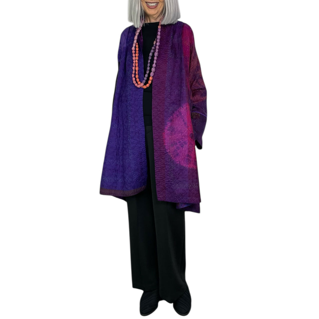 TIE-DYE CIRCLE SHIBORI KIMONO LONG JACKET