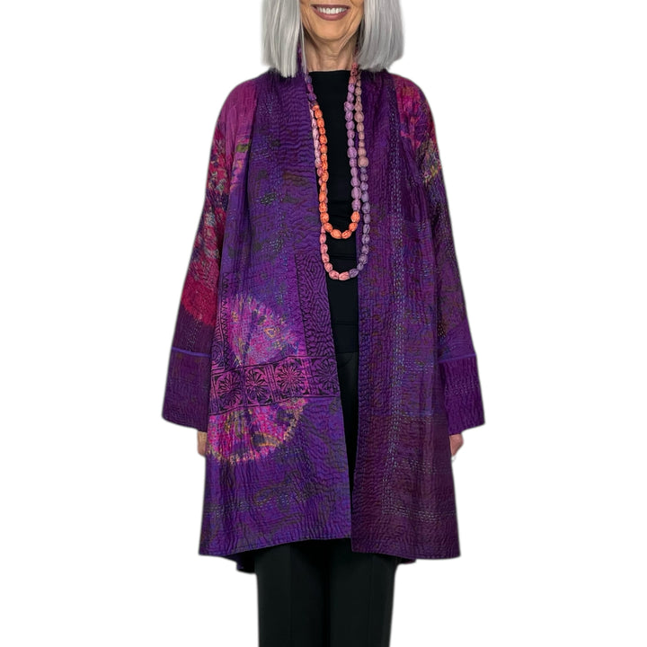 TIE-DYE CIRCLE SHIBORI KIMONO LONG JACKET