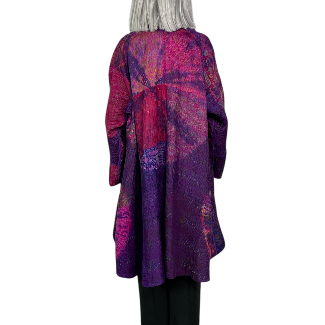 TIE-DYE CIRCLE SHIBORI KIMONO LONG JACKET