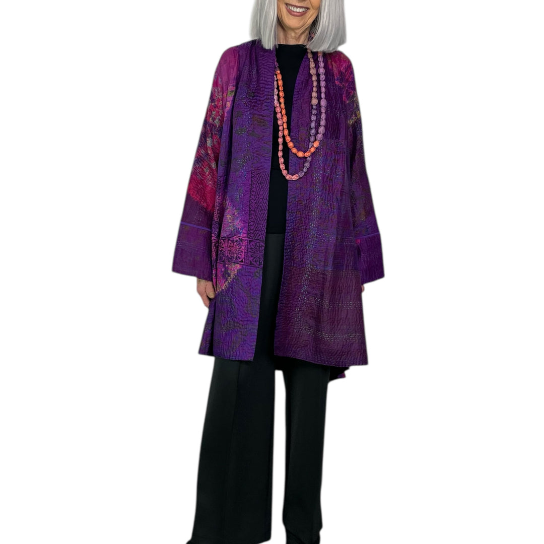 TIE-DYE CIRCLE SHIBORI KIMONO LONG JACKET