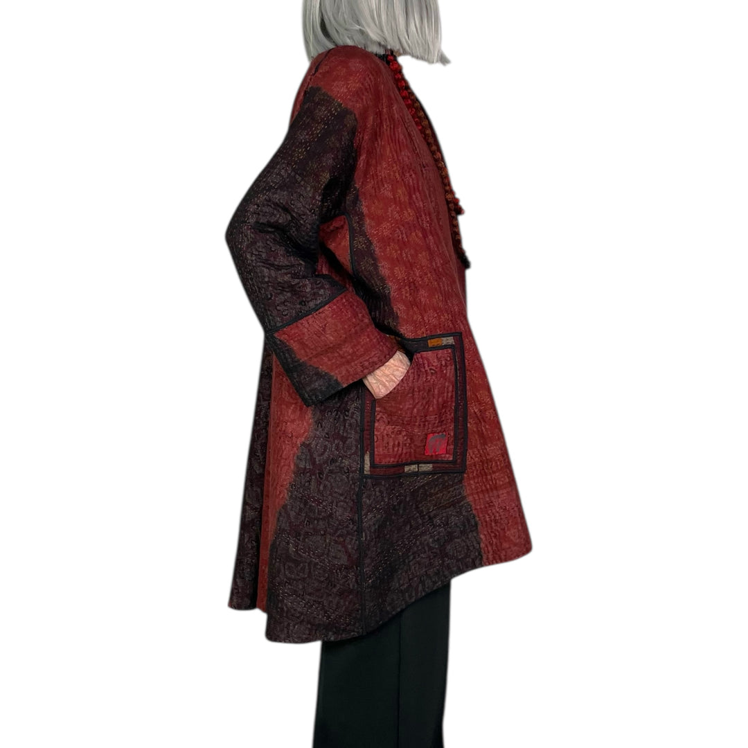 IKAT/OMBRE KIMONO LONG JACKET