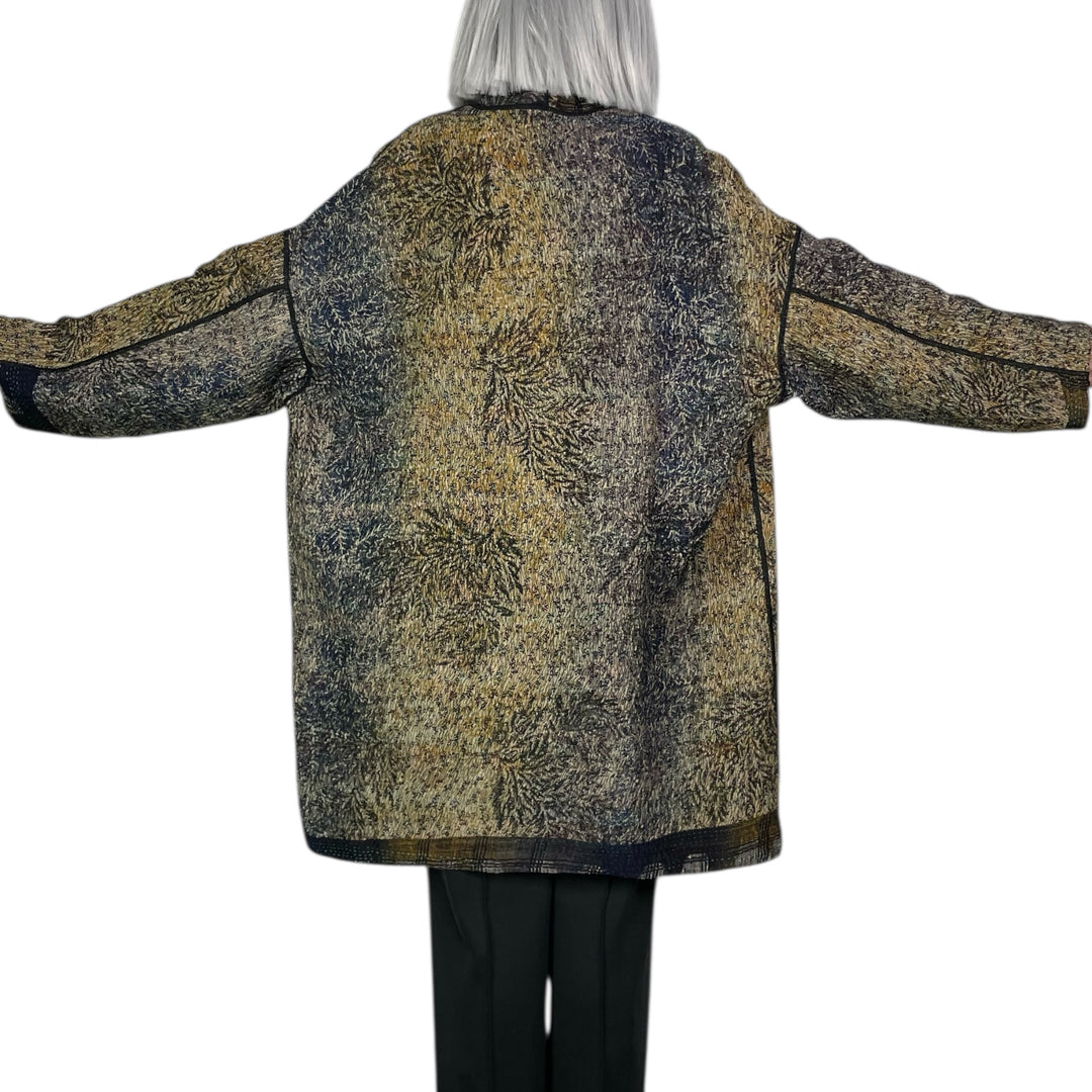 VINTAGE SILK GEORGETTE AND COTTON HAORI JACKET