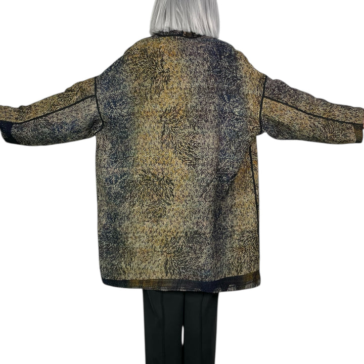 VINTAGE SILK GEORGETTE AND COTTON HAORI JACKET