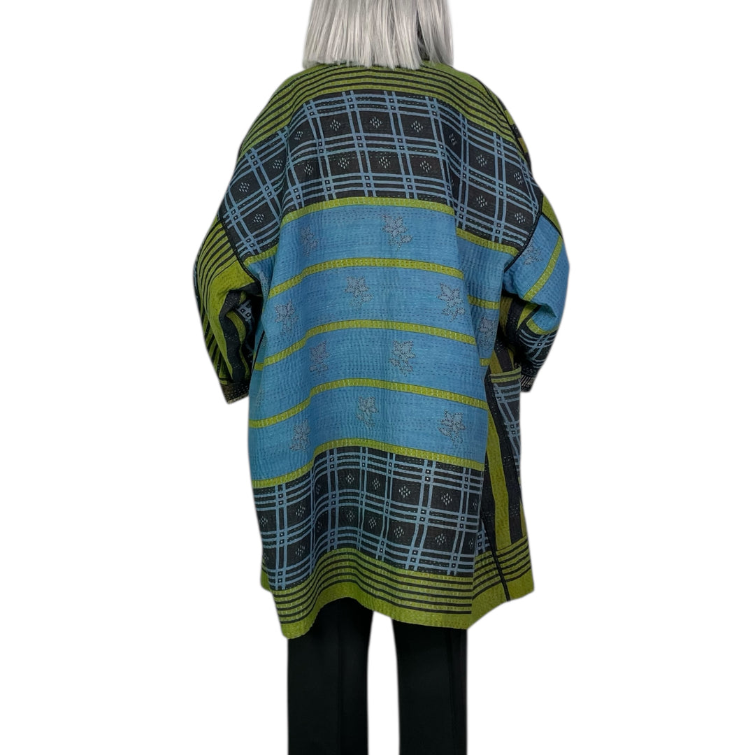 VINTAGE SILK GEORGETTE AND COTTON HAORI JACKET