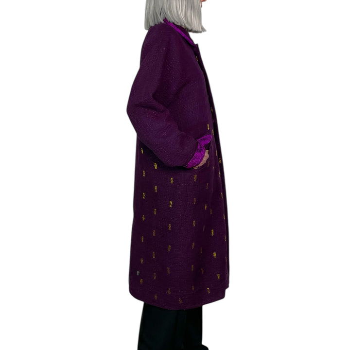 JACQUARD/WOVEN KANTHA RAGLAN SLEEVE COAT