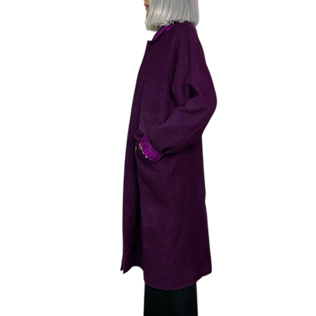 JACQUARD/WOVEN KANTHA RAGLAN SLEEVE COAT