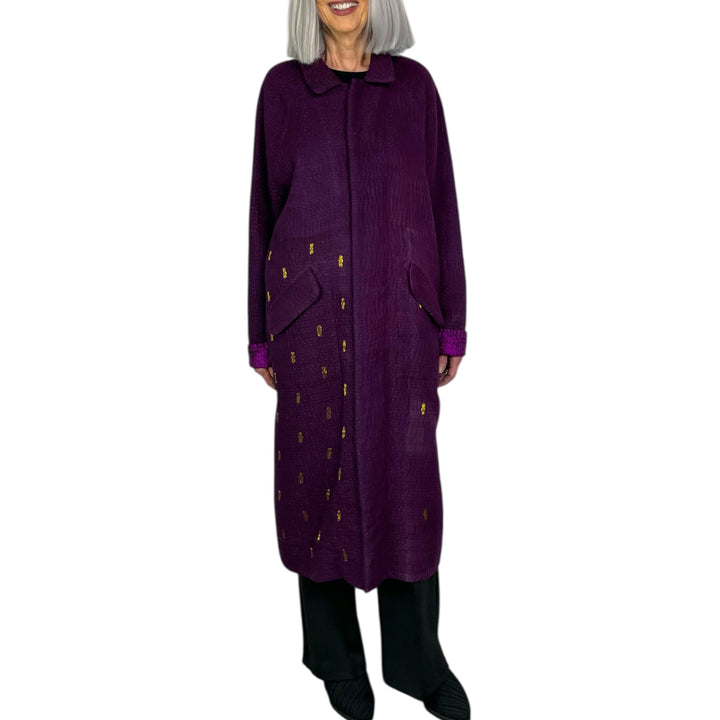 JACQUARD/WOVEN KANTHA RAGLAN SLEEVE COAT