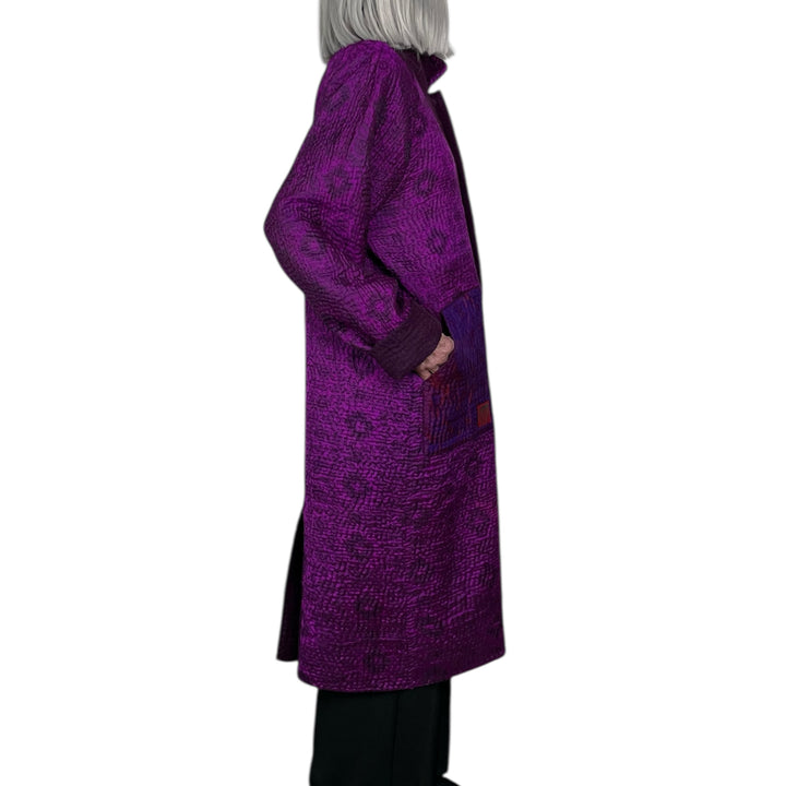 JACQUARD/WOVEN KANTHA RAGLAN SLEEVE COAT