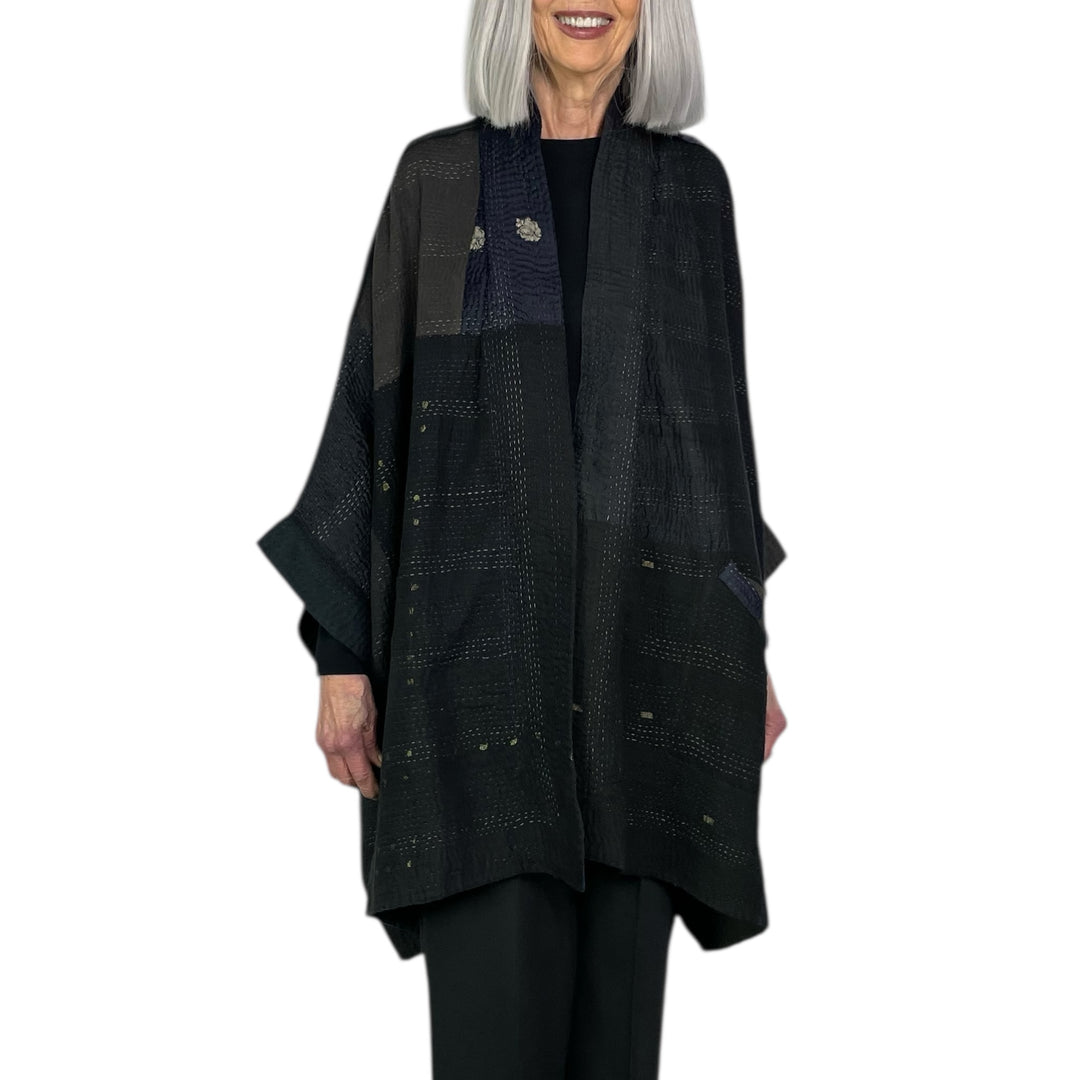 JAIPUR PATCH DOUBLE COLLAR PONCHO