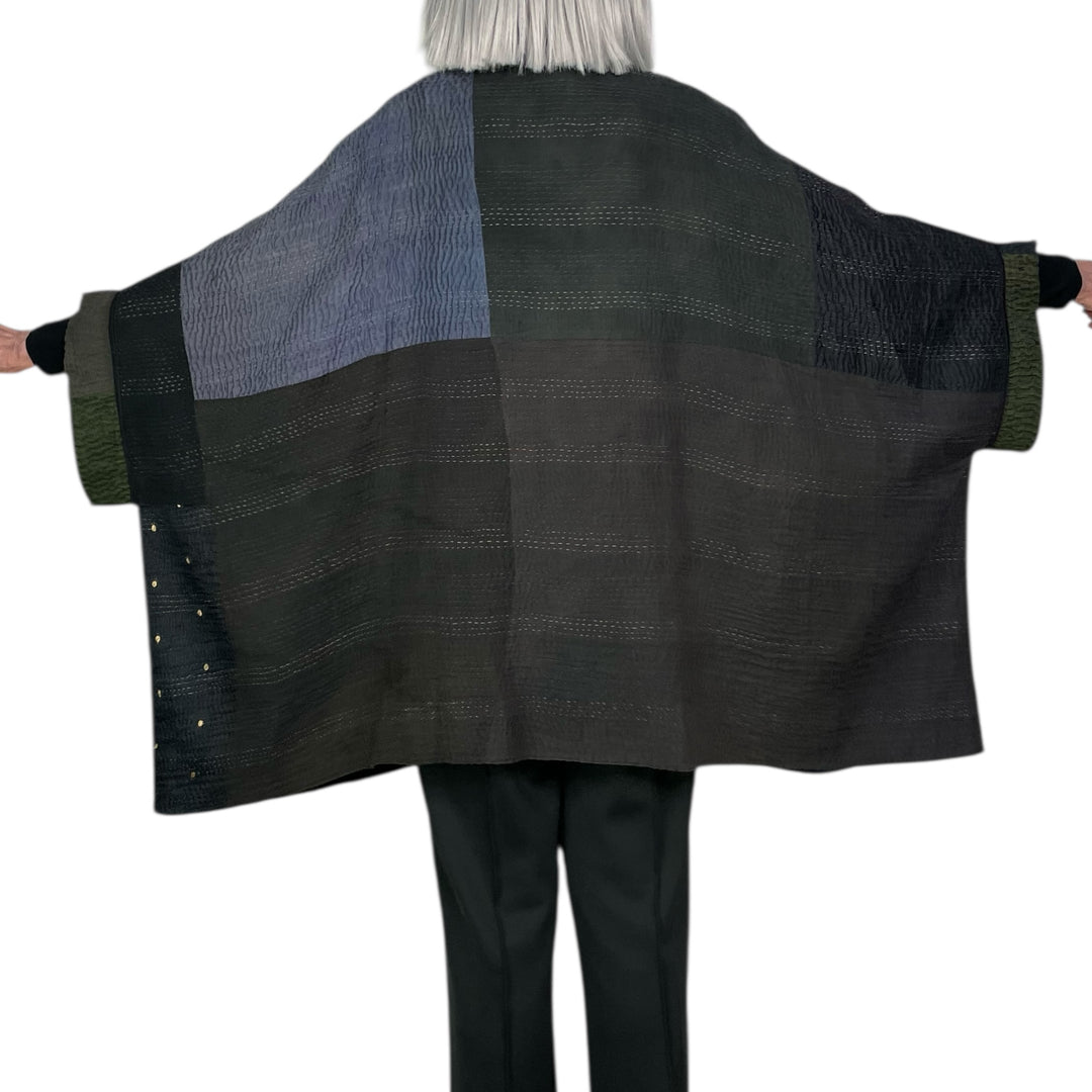 JAIPUR PATCH DOUBLE COLLAR PONCHO