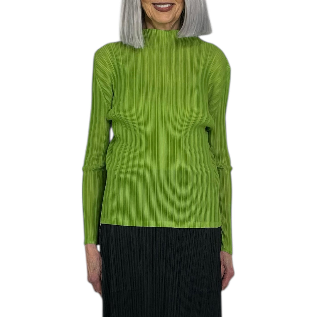 RIB PLEATS NOVEMBER HI-NECK TOP