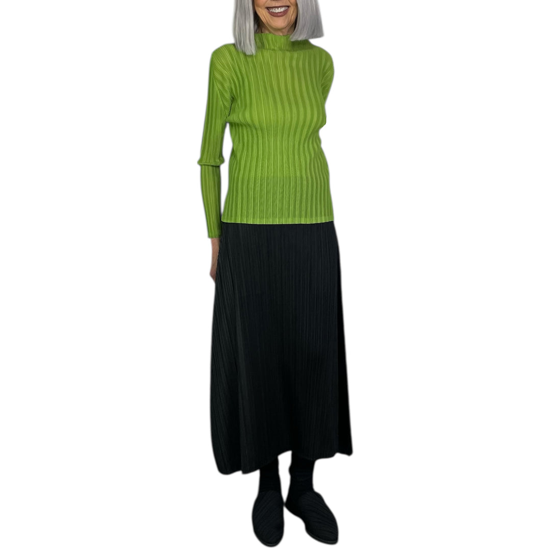 RIB PLEATS NOVEMBER HI-NECK TOP