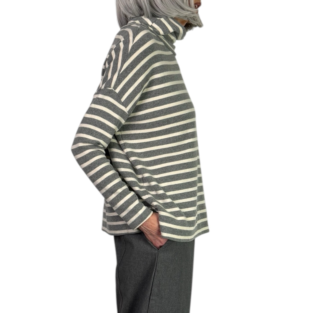JADE STRIPED HI-NECK TOP