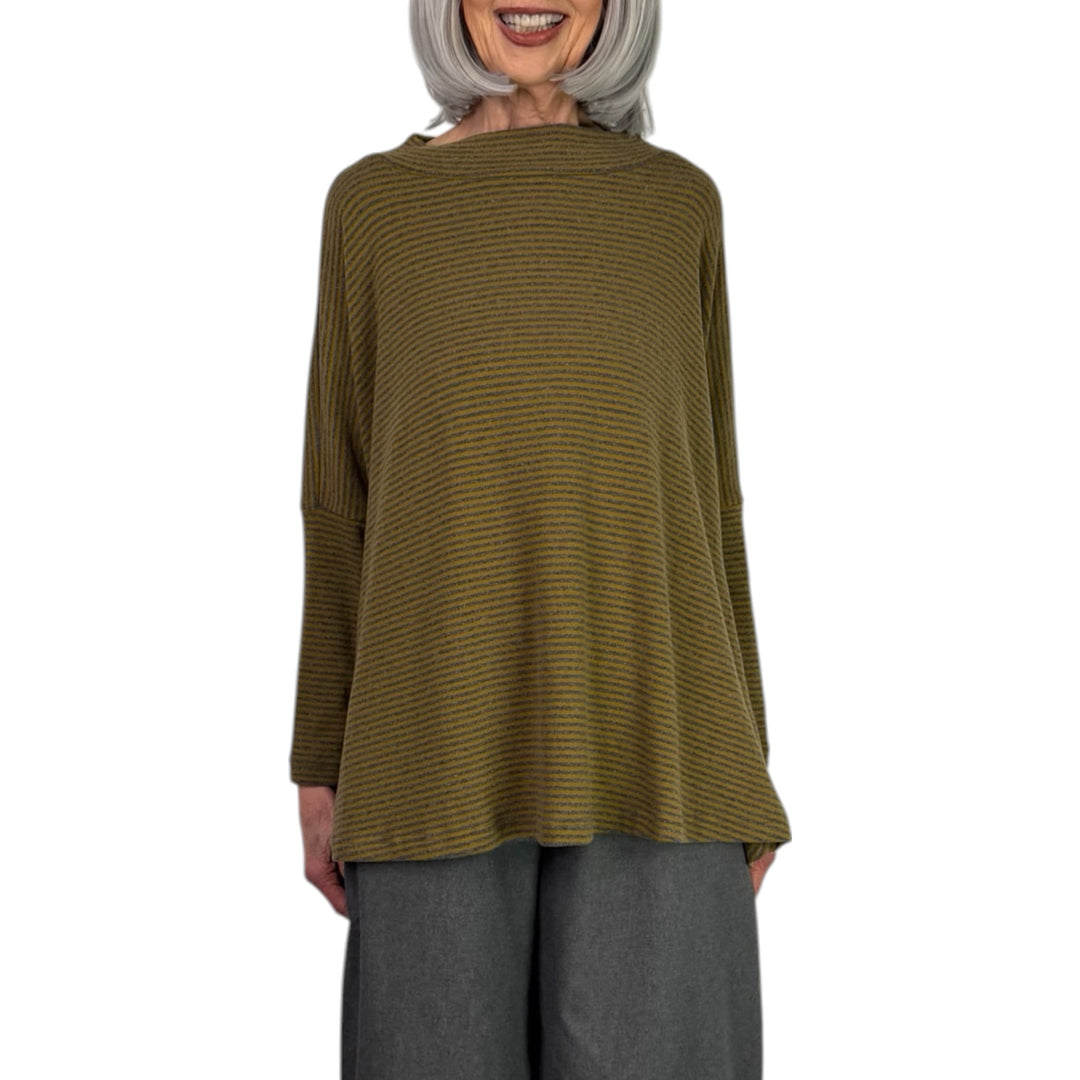 SPINO MICROSTRIPE MOCK NECK TOP