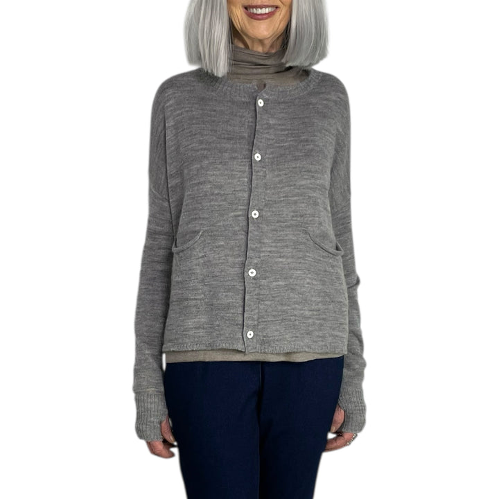 ROUND NECK KNIT CARDIGAN