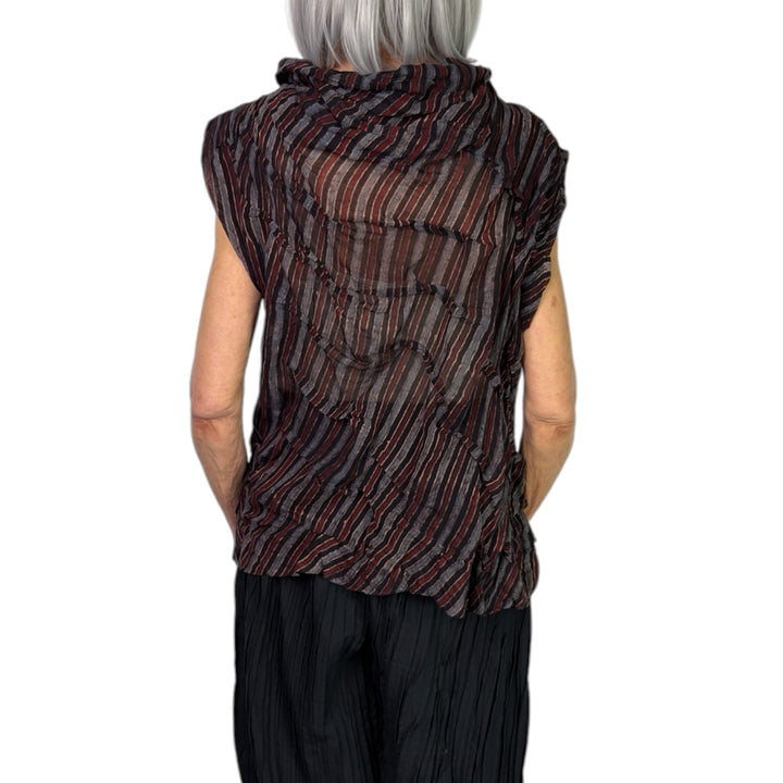 AJRAKH STRIPE WAVY TUCK SHELL