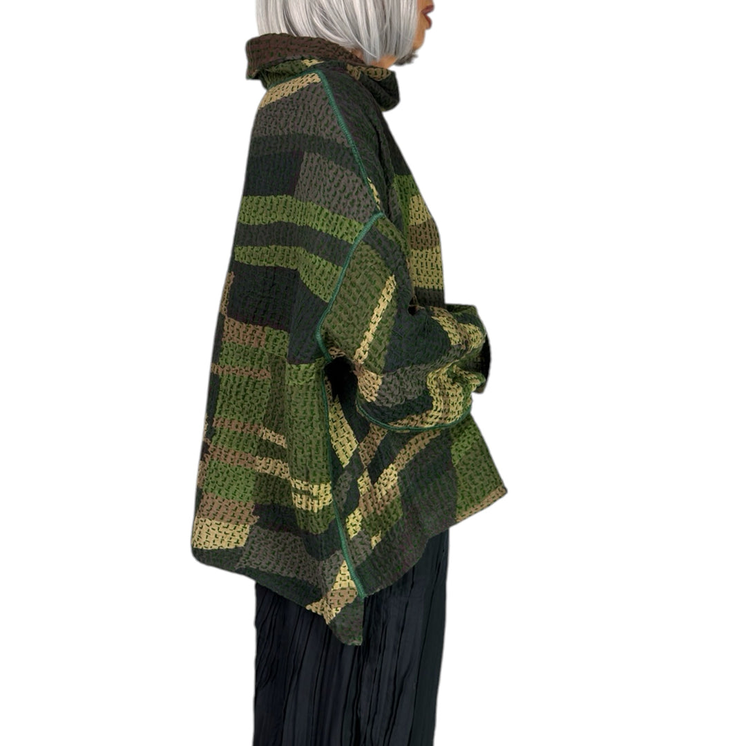 WAFFLE FUNNEL NECK TOP