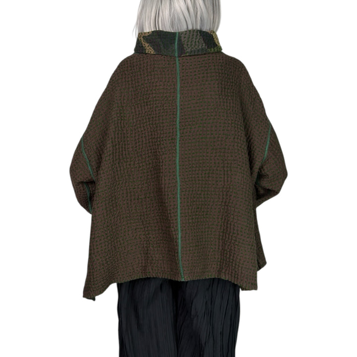 WAFFLE FUNNEL NECK TOP