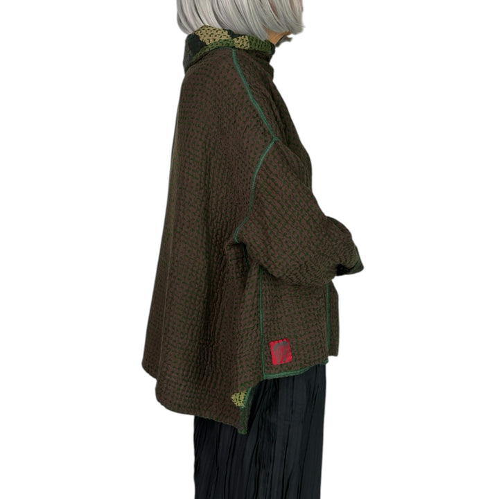 WAFFLE FUNNEL NECK TOP