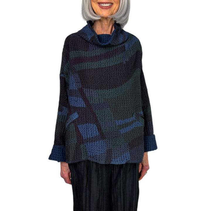 WAFFLE FUNNEL NECK TOP
