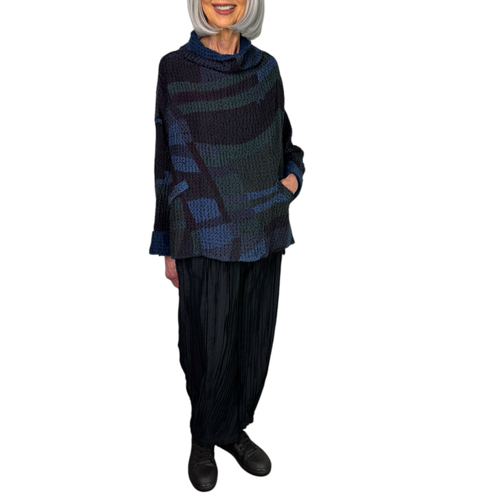 WAFFLE FUNNEL NECK TOP