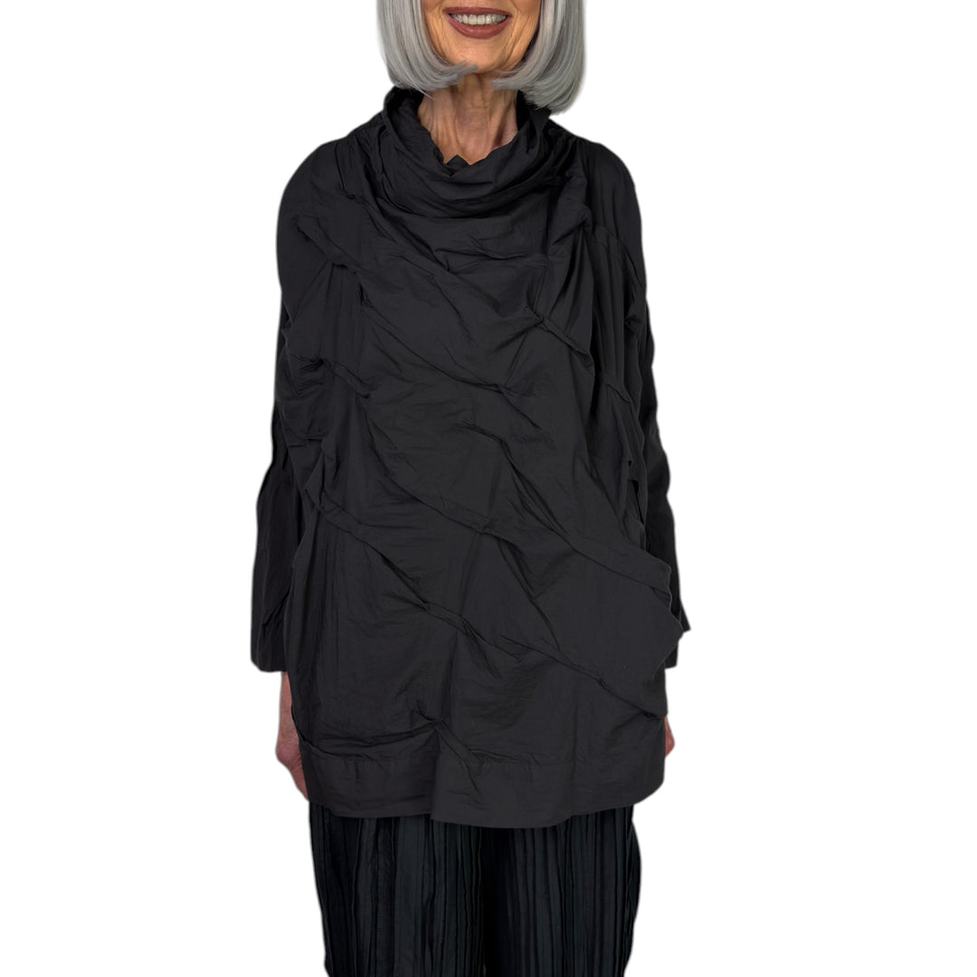 WAVY TUCK COWLNECK PULLOVER