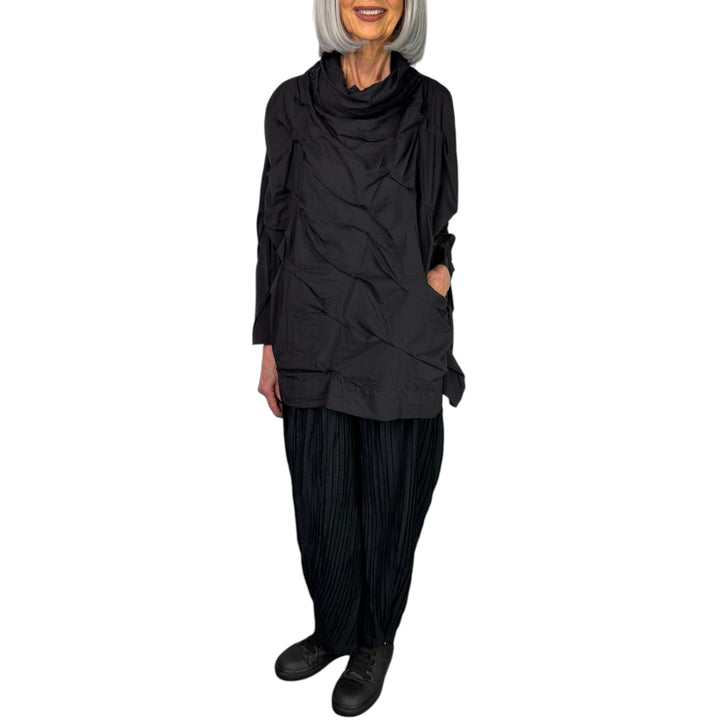 WAVY TUCK COWLNECK PULLOVER