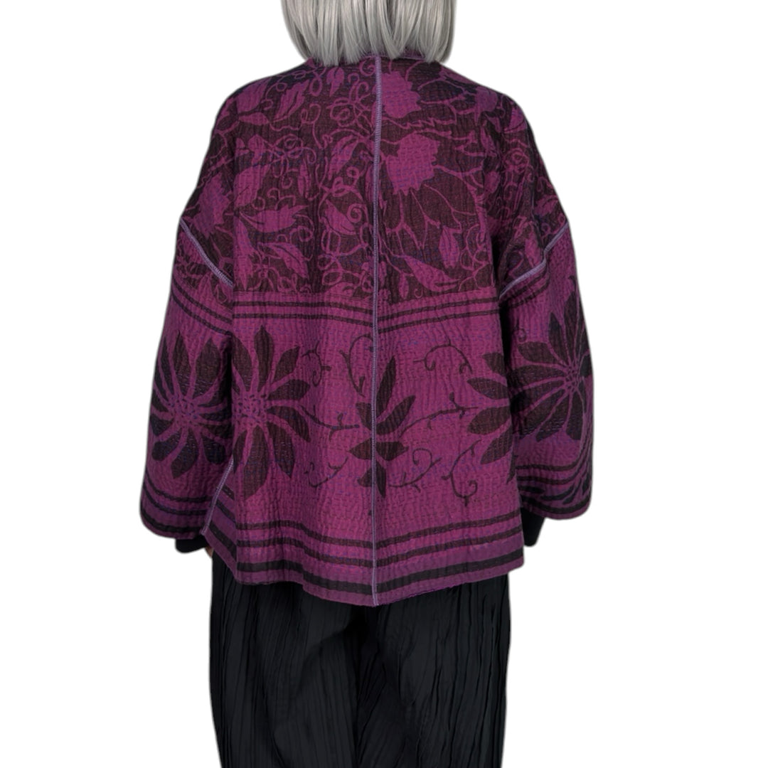 PRINT & PATCH STAND COLLAR CROP JACKET