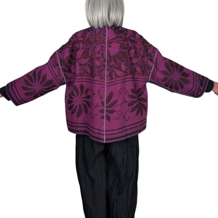 PRINT & PATCH STAND COLLAR CROP JACKET
