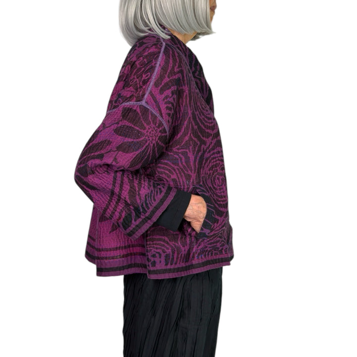 PRINT & PATCH STAND COLLAR CROP JACKET