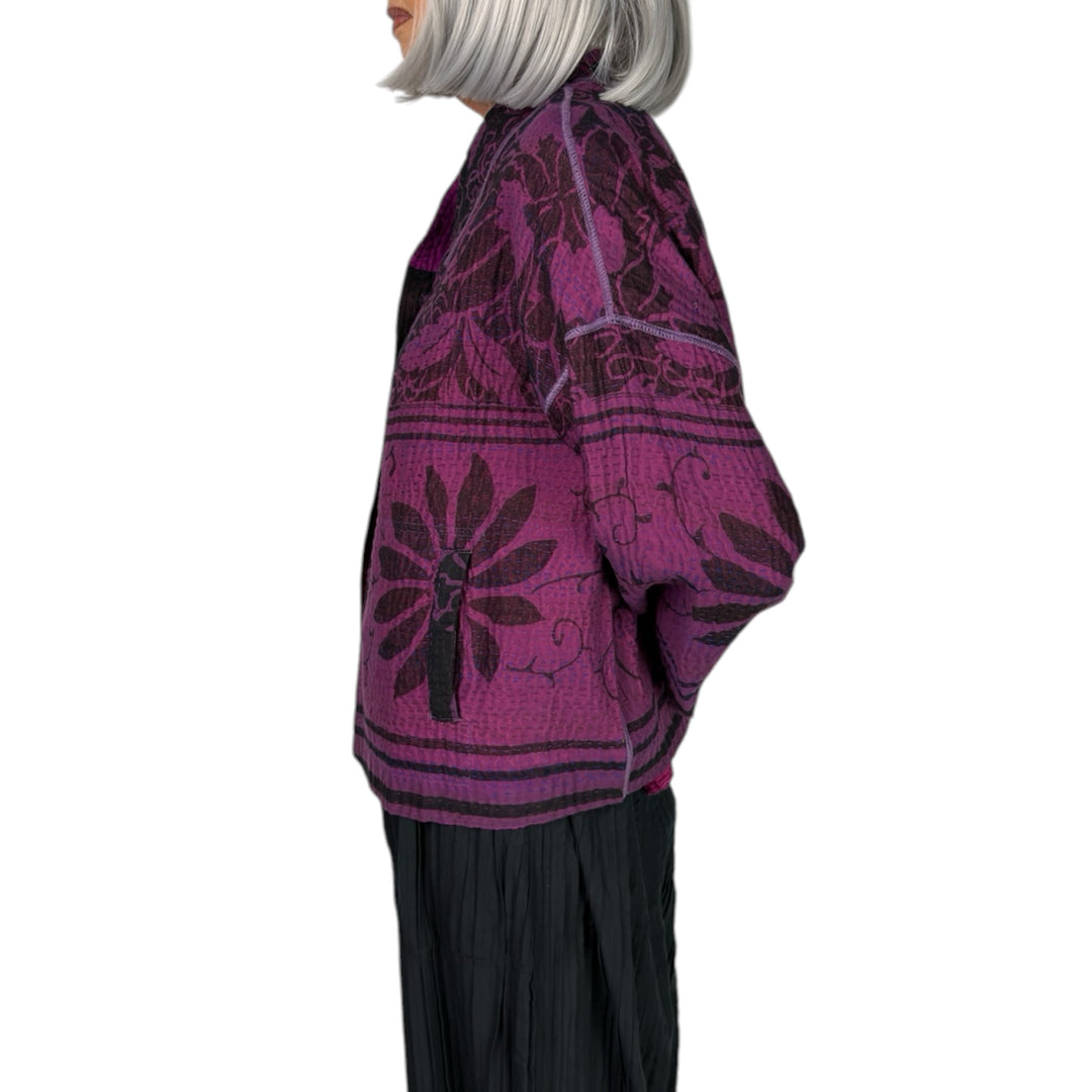 PRINT & PATCH STAND COLLAR CROP JACKET