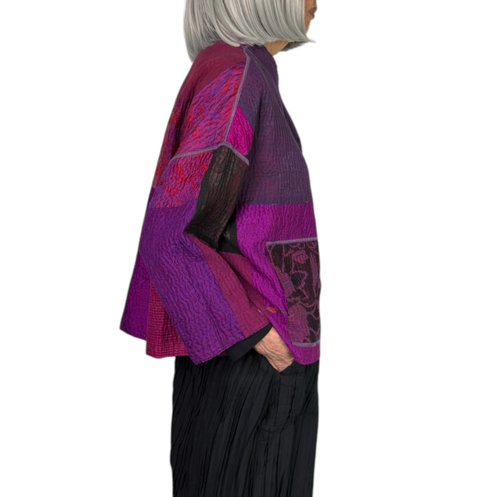 PRINT & PATCH STAND COLLAR CROP JACKET