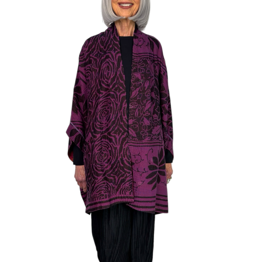 PRINT & PATCH DOUBLE COLLAR PONCHO