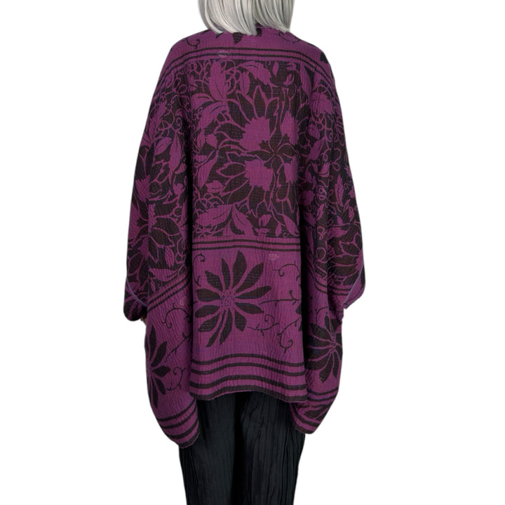 PRINT & PATCH DOUBLE COLLAR PONCHO