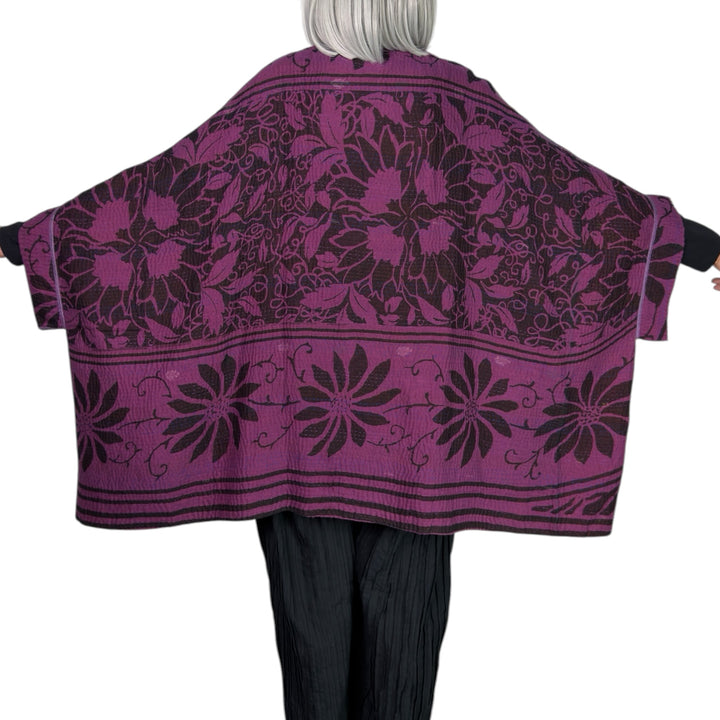 PRINT & PATCH DOUBLE COLLAR PONCHO