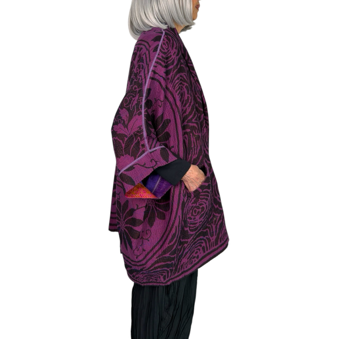 PRINT & PATCH DOUBLE COLLAR PONCHO
