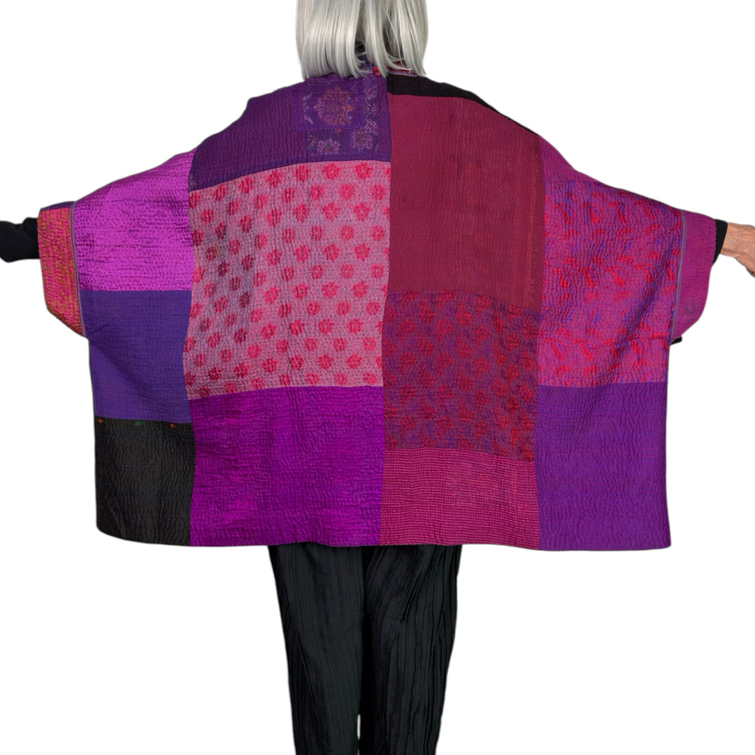 PRINT & PATCH DOUBLE COLLAR PONCHO