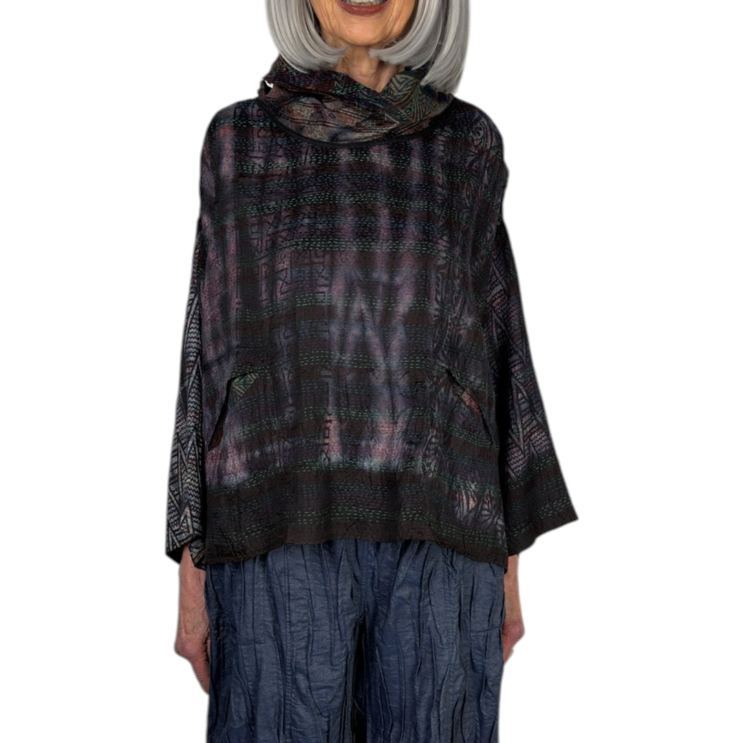 TIE DYE COWL NECK PULLOVER