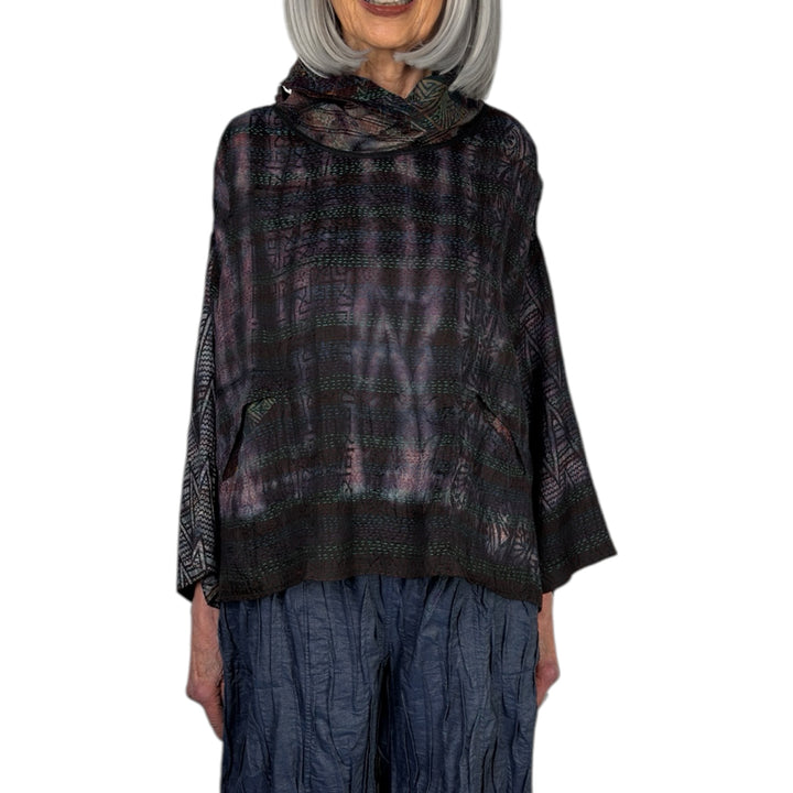 TIE DYE COWL NECK PULLOVER