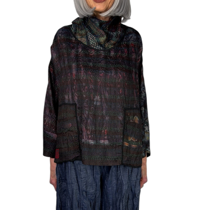 TIE DYE COWL NECK PULLOVER