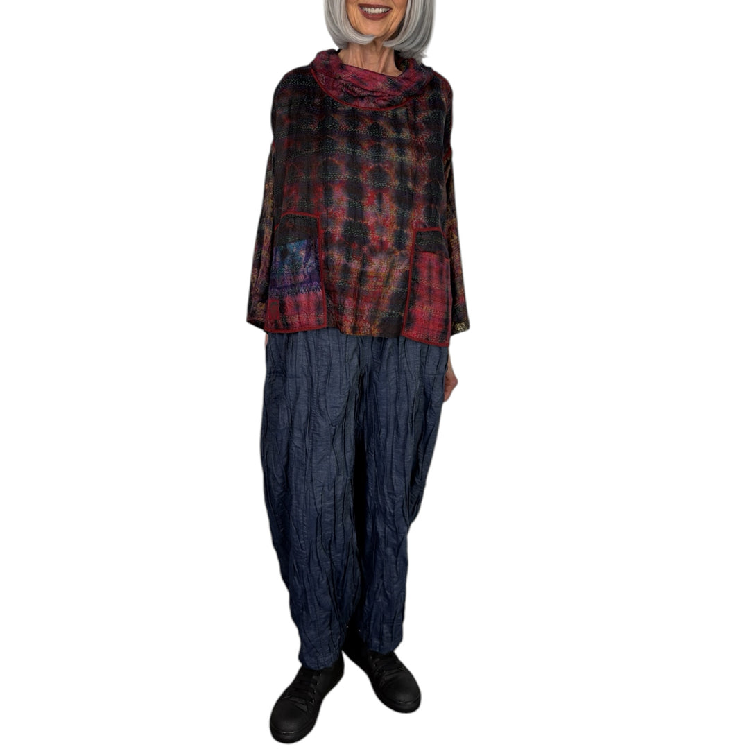 TIE-DYE COWL NECK PULLOVER