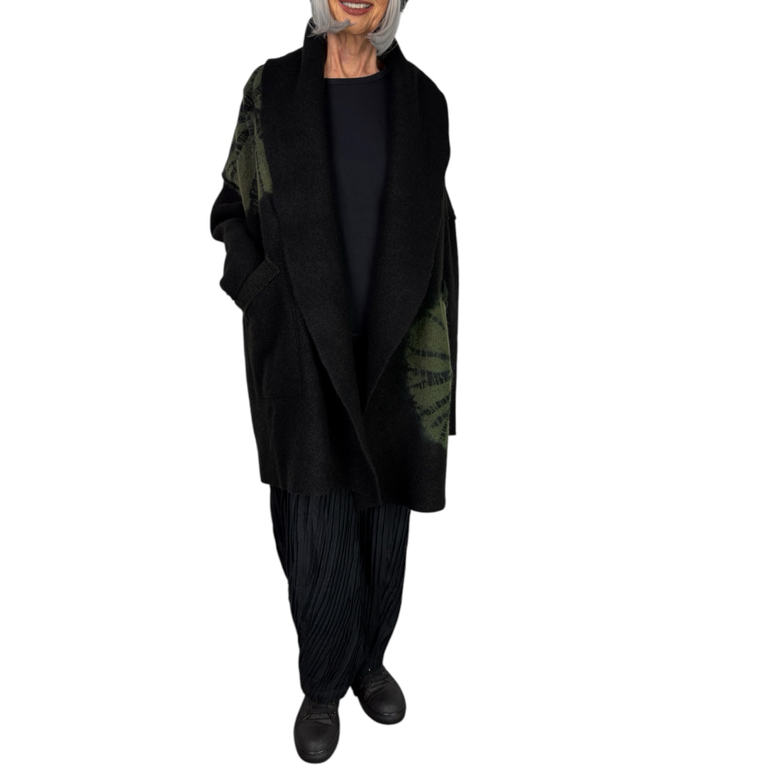 CIRCLE TIE DYE BW NEW SHAWL COAT