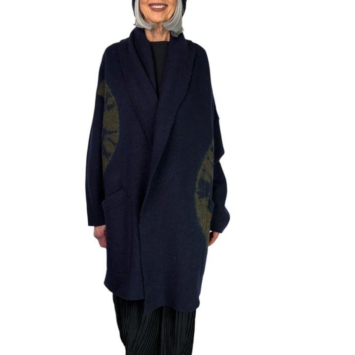 CIRCLE TIE DYE BW NEW SHAWL COAT