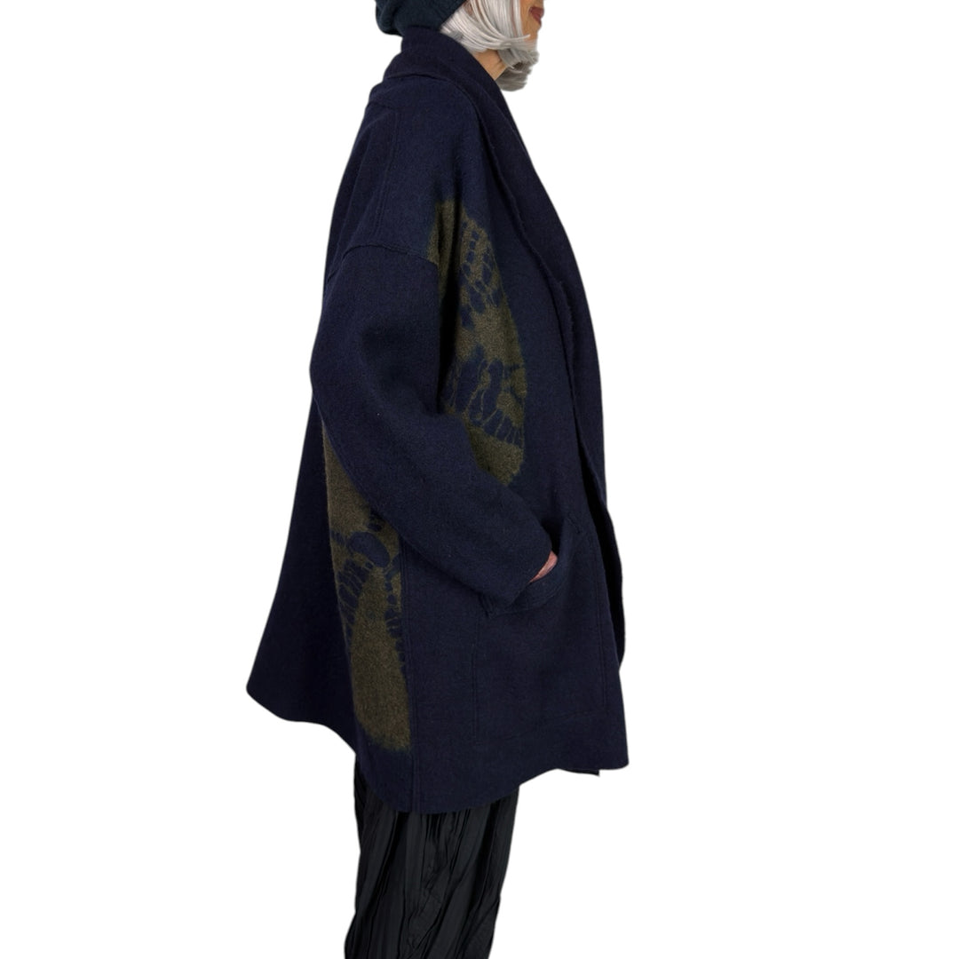 CIRCLE TIE DYE BW NEW SHAWL COAT