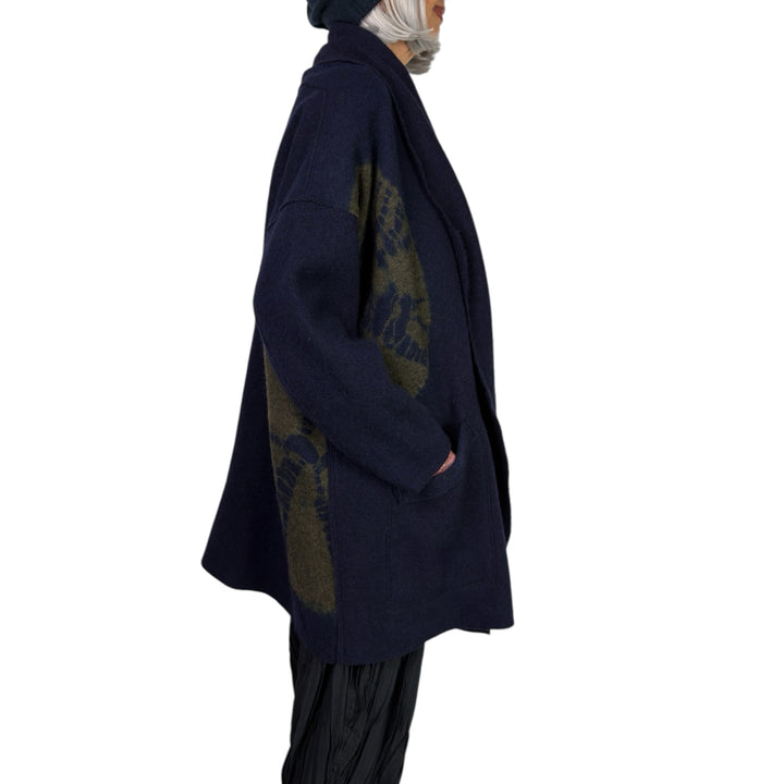 CIRCLE TIE DYE BW NEW SHAWL COAT